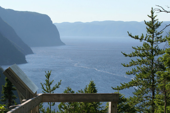 Le fjord du Saguenay vu d’une plateforme d’observation.