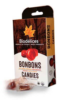 Emballage de bonbons à l’érable Biodélices